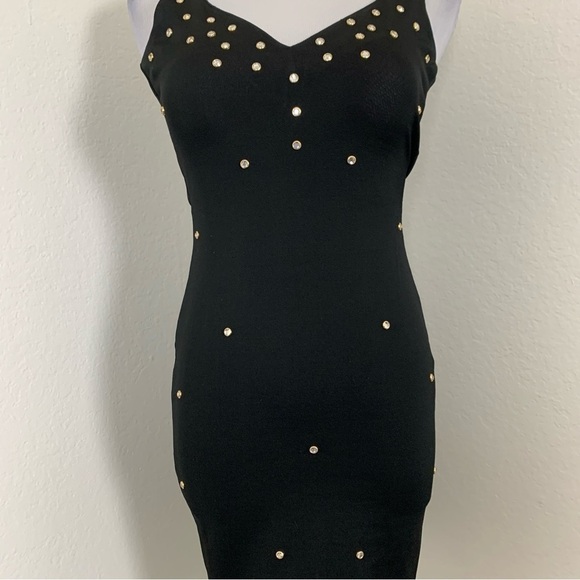 Vintage Moda International 90s Y2K Studded jeweled crystal Bodycon Mini Dress XS - Picture 12 of 16